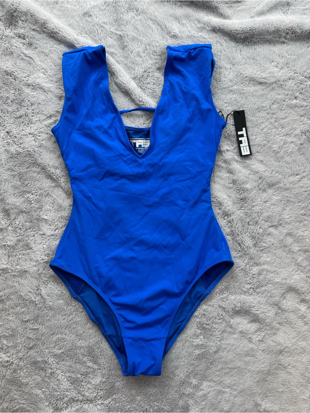 TA3 Plungey Muscle Snatched Waist Tie Up Back Swimsuit Sapphire Medium Reg